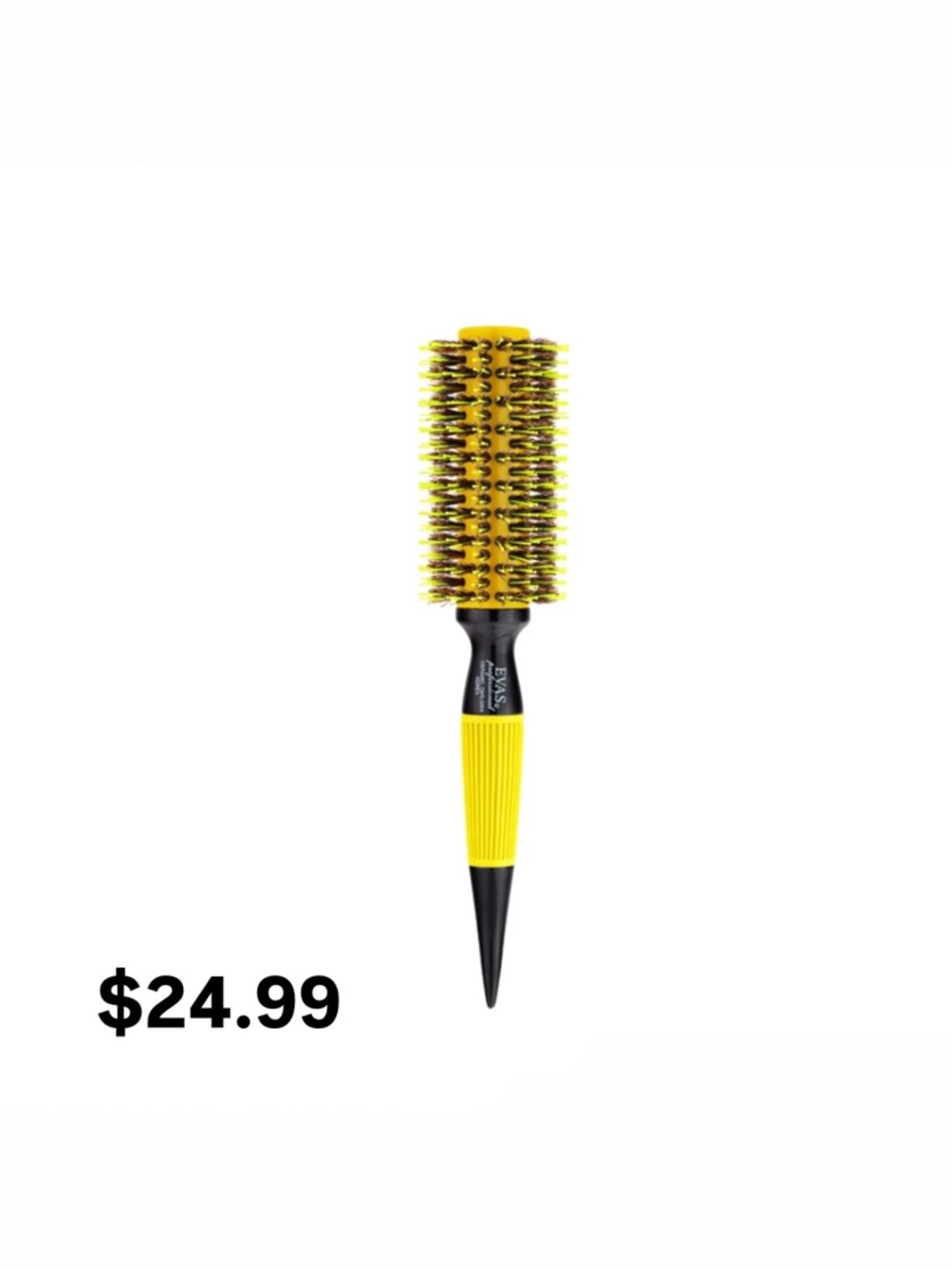 Round Boar Bristle Hair Brush - Yellow & Brown
